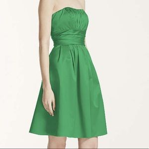 David’s Bridal Green Strapless Dress